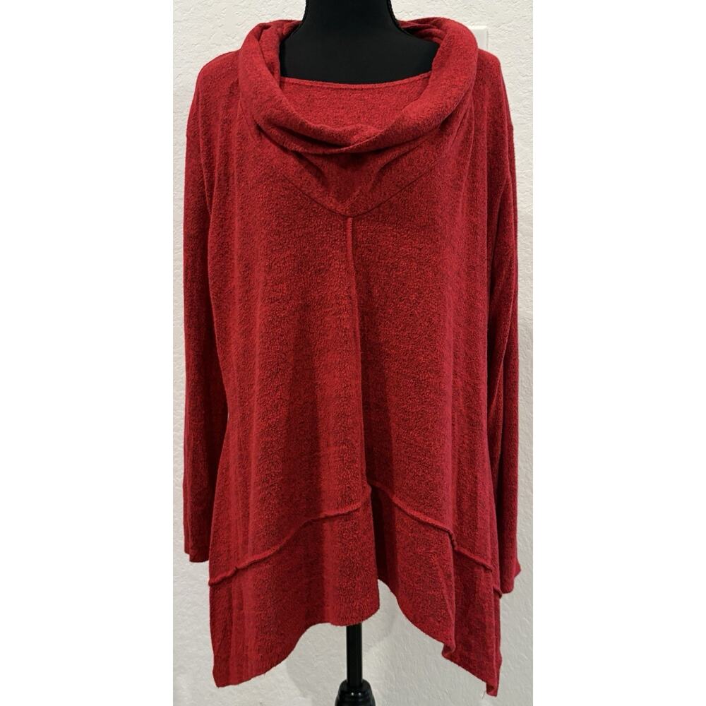 Jess & Jane Red Cowl Neck Tunic Size XL